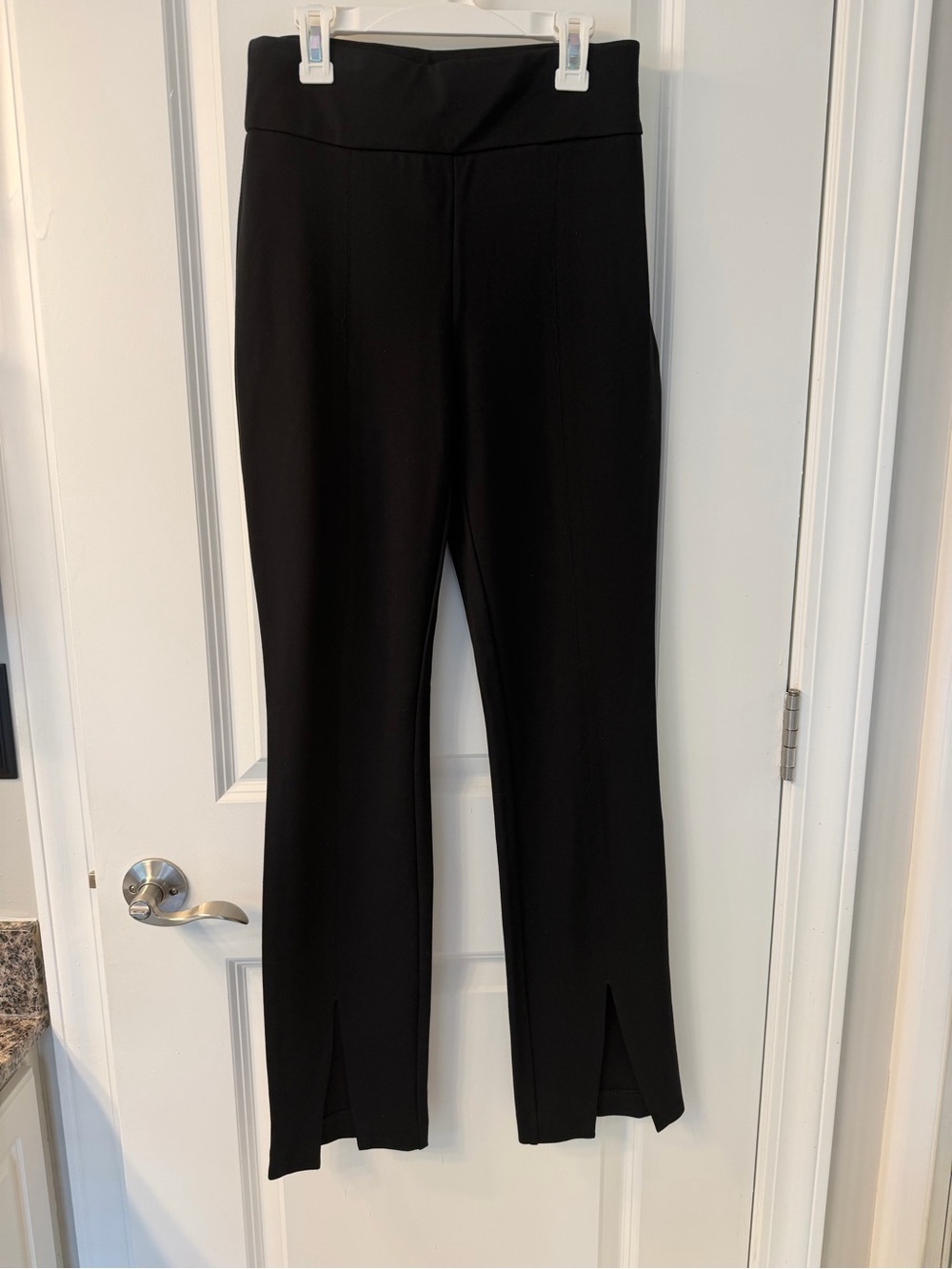 Express Black High-Waist Stretch Dress Pants with Front Slits
